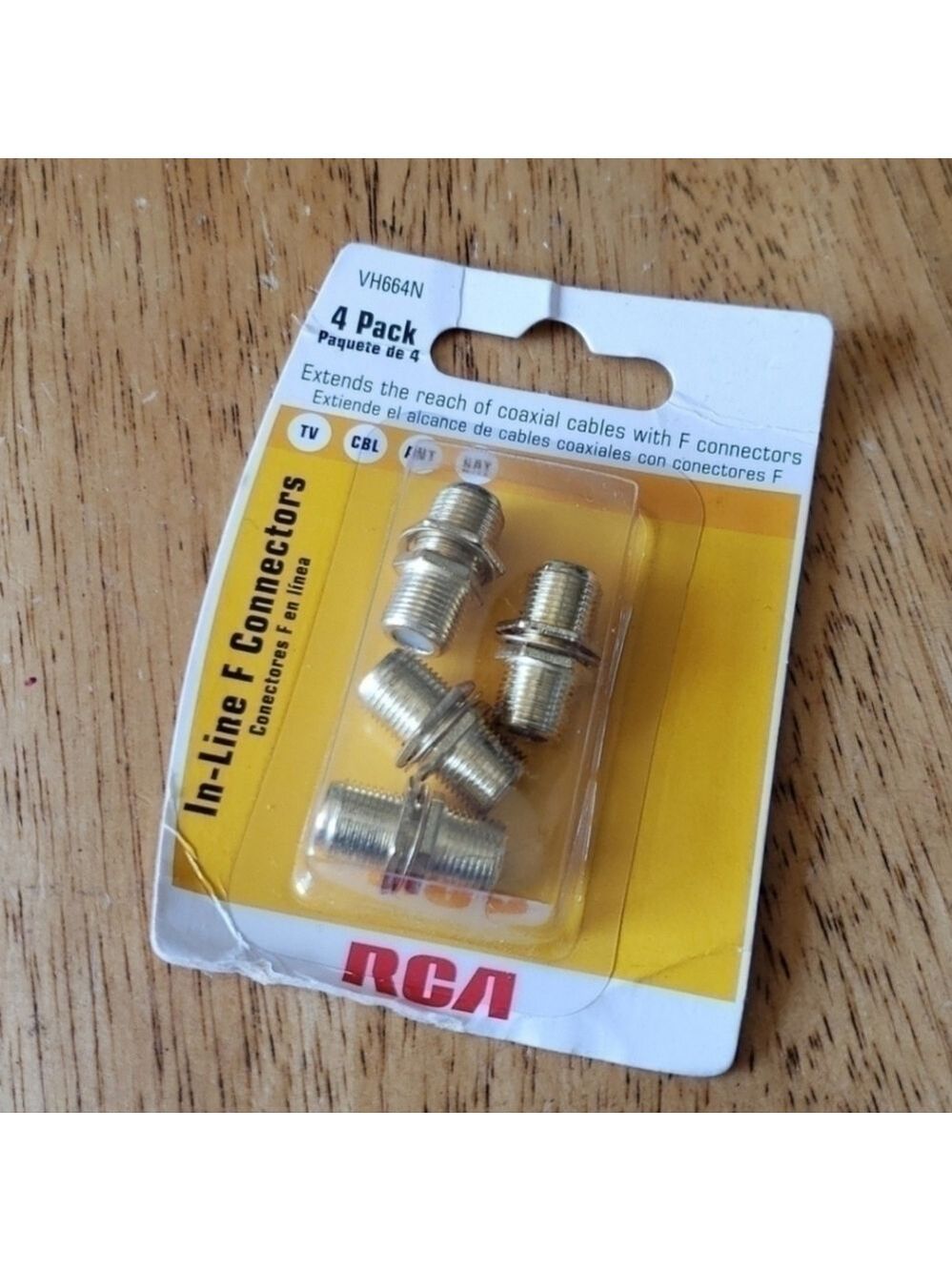 RCA Coaxe Cable In Line F Connector 4 In Package New